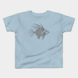 Grey John Dory Linocut Fish Kids T-Shirt